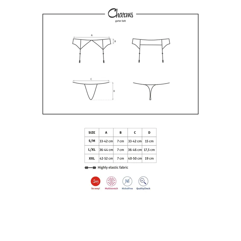 Charms Garter Belt & String schwarz Größe: L/XL