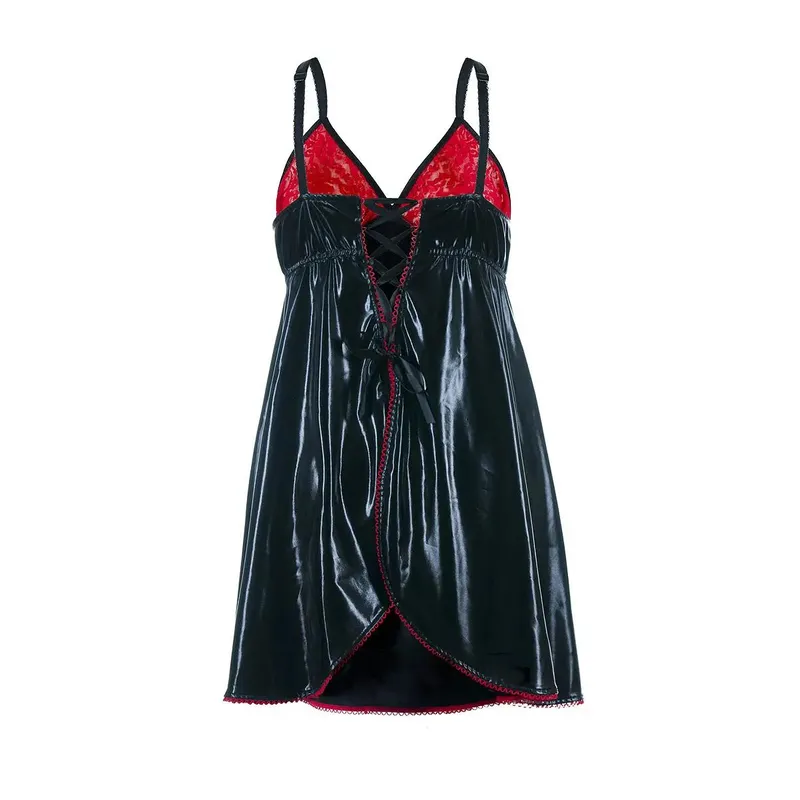 Wetlook Chemise SB/1003 schwarz/rot Sexy Base by Andalea