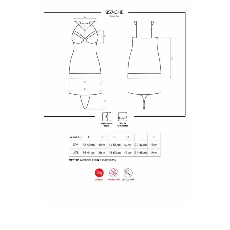 Chemise 857-CHE-1 mit String schwarz - L/XL