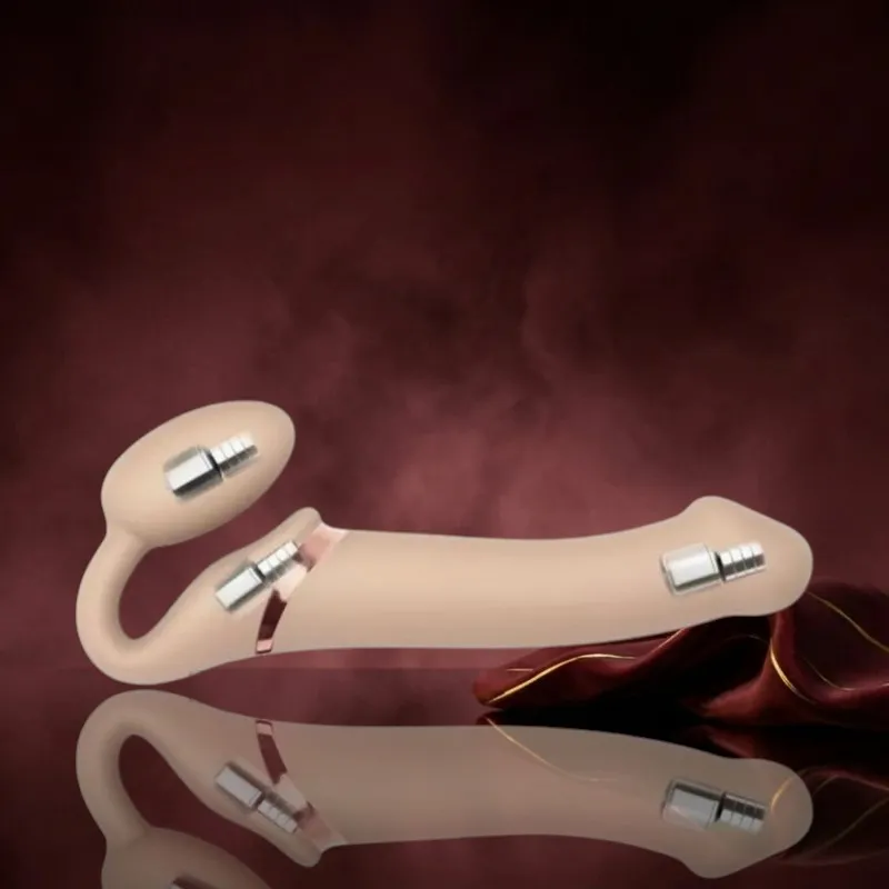 Strap On Me - Strapless Vibrerende Voorbind Dildo - Maat L - Beige