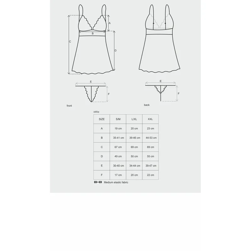 Babydoll Idillia schwarz - S/M