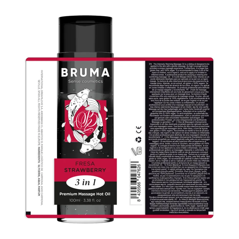 Bruma Premium Massageöl mit Wärmeeffekt Erdbeer Geschmack 3 In 1 - 100 ml