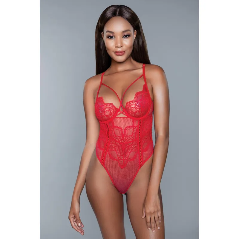 Spitzen-Body Brenda rot - XL