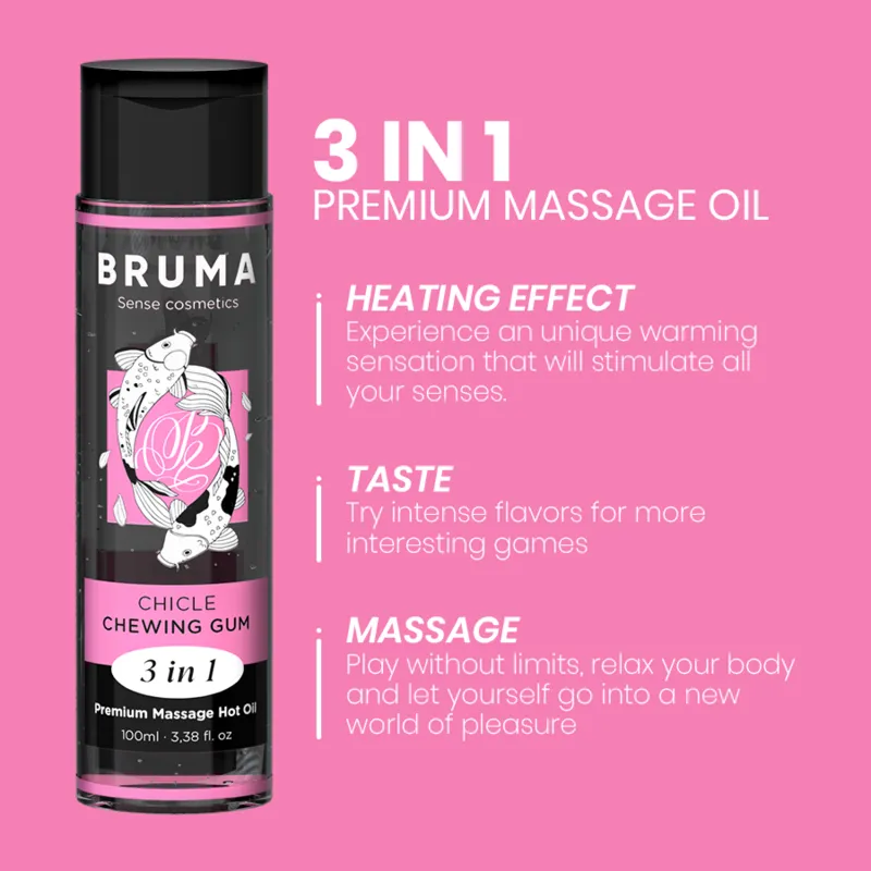 Bruma Premium Massageöl mit Wärmeeffekt Gum Geschmack 3 In 1 - 100 ml