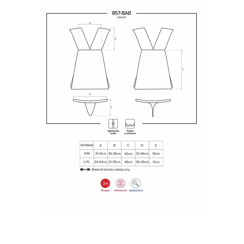 Babydoll 857-BAB-1 schwarz - L/XL
