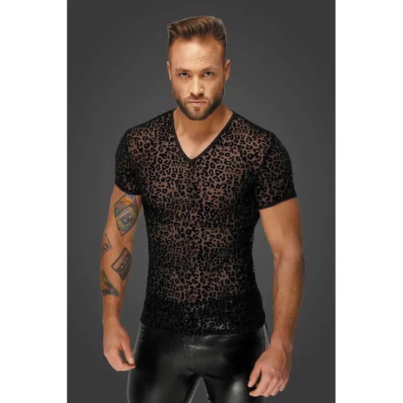 Leopard Flock T-Shirt H071 schwarz - 3XL