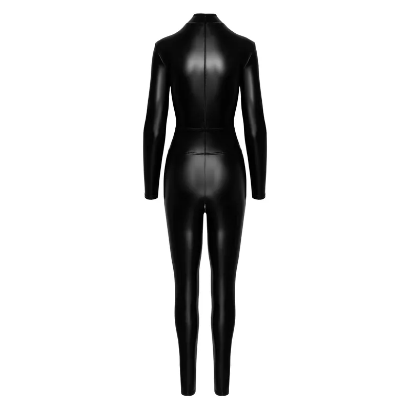 Powerwetlook Catsuit F319 mit Reißverschluss und Ring - 3XL