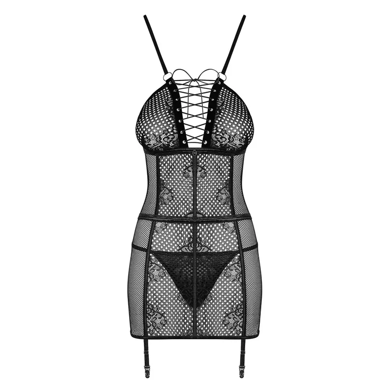 Basitta Chemise mit String schwarz - S/M