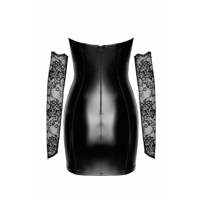 F340 Wetlook Minikleid mit Spitze - 3XL