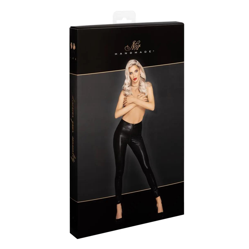 Snake Wetlook Leggings F274 mit Reißverschluss schwarz von Noir Handmade