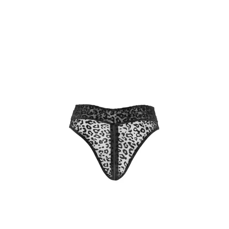 Panty aus Leopardenflock F290 mit Reißverschluss- 3XL