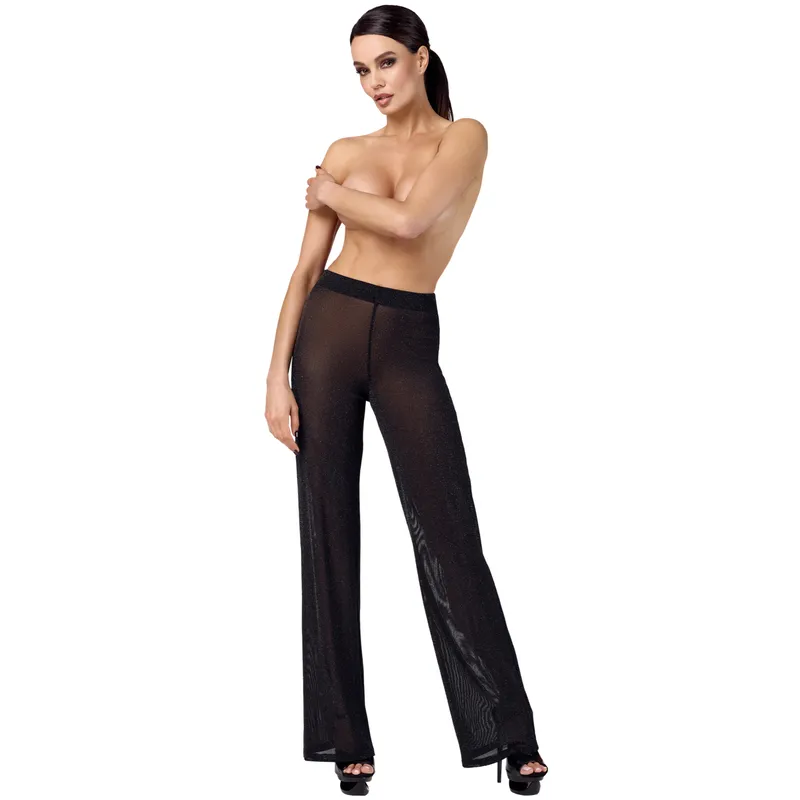 Onyx Sheer Palazzo Hose F374 schwarz - 3XL