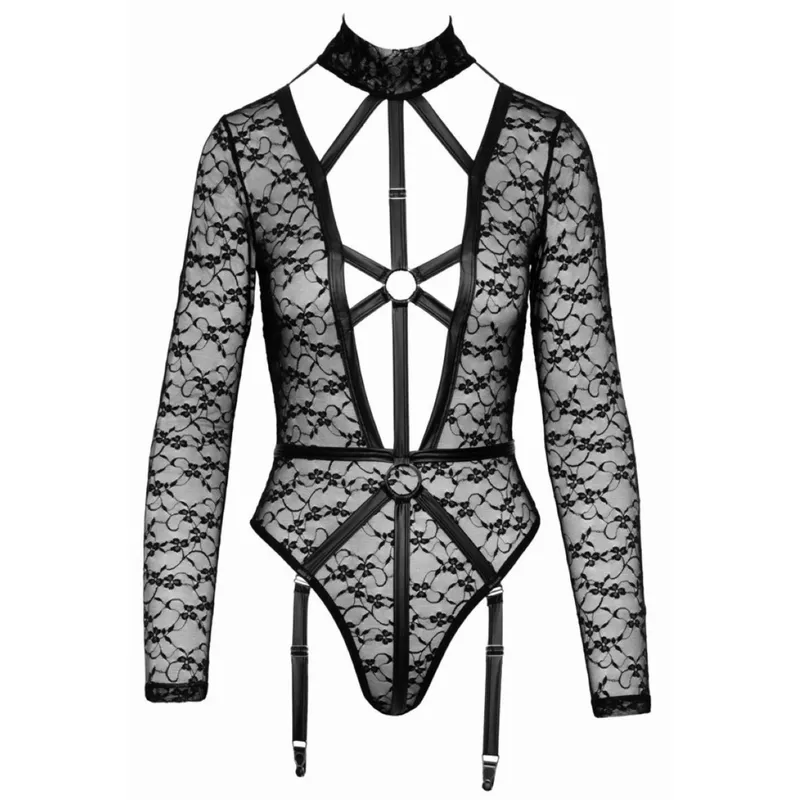 Body mit Riemen - Schwarz Größe XL