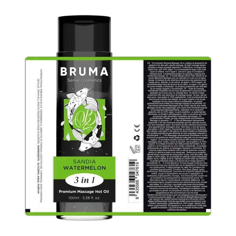 Bruma Premium Massageöl mit Wärmeeffekt Wassermelone Geschmack 3 In 1 - 100 ml