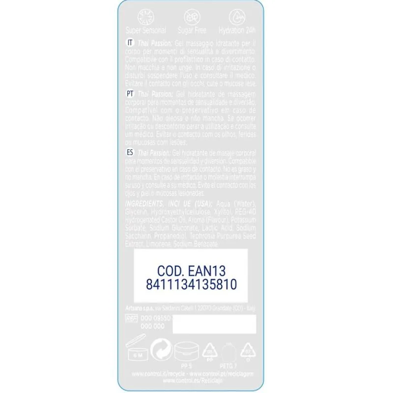 Control 2 in 1 feuchtigkeitsspendendes Massagegel Thai Passion - 200 ml