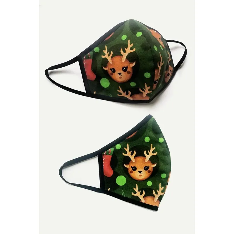 2-lagige X-mas Maske grün - OS