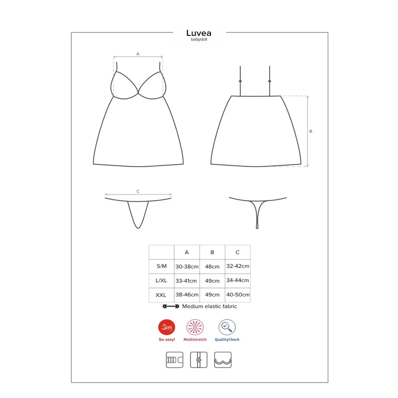 Babydoll uind String Luvae schwarz- L/XL