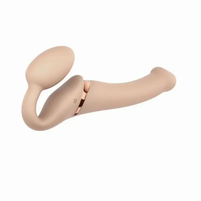 Strap On Me - Strapless Vibrerende Voorbind Dildo - Maat L - Beige