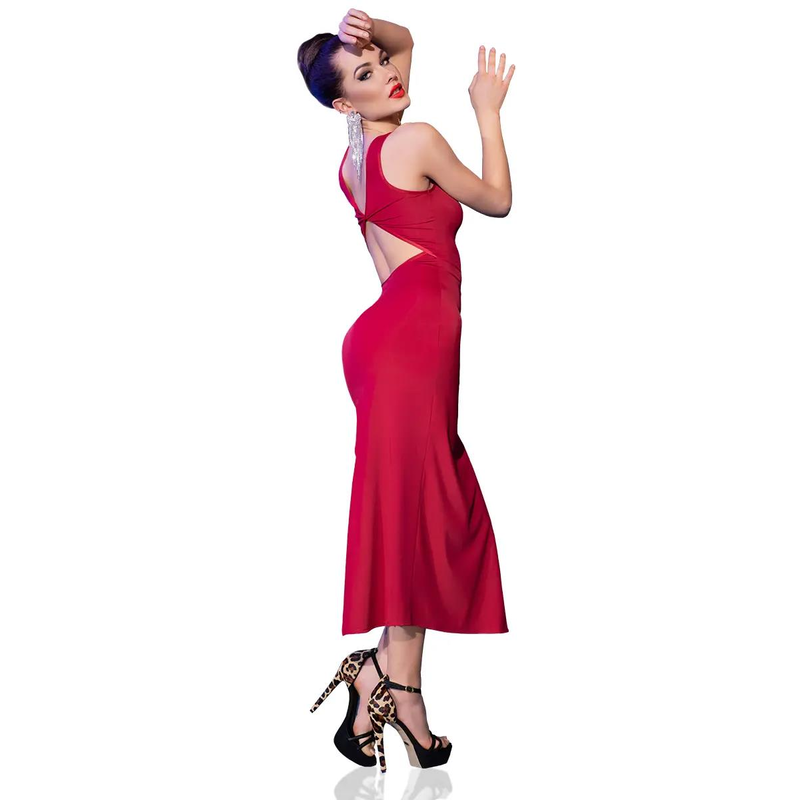 Langes Kleid CR4441 rot Größe: S/M