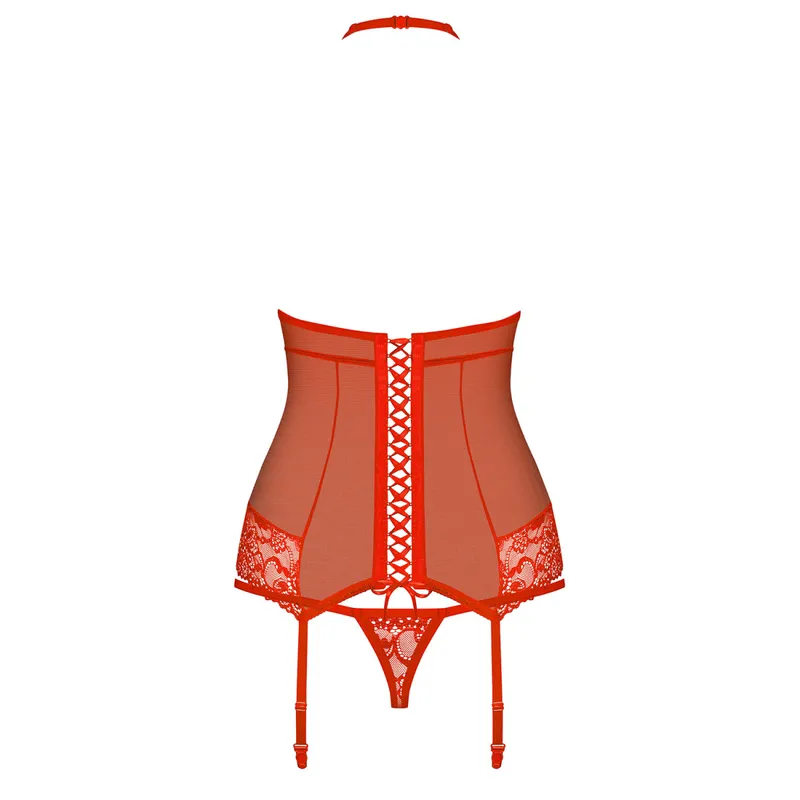 Corsage 838-COR-3 mit String rot - S/M