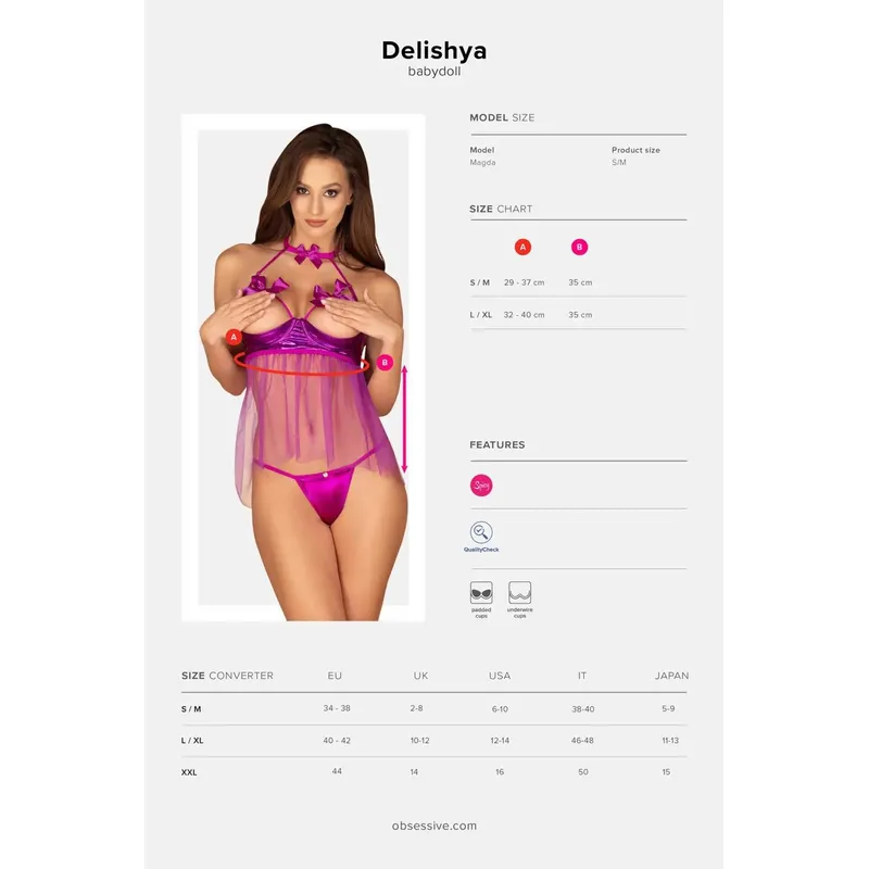 Babydoll Delishya violett - S/M
