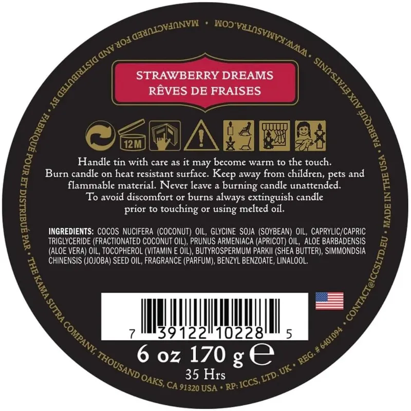 Kamasutra Strawberry Dreams Massagekerze - 170 gr