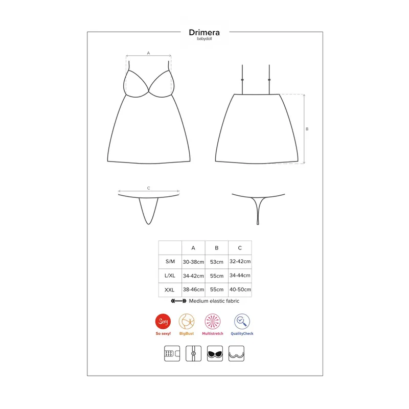 Babydoll Drimera schwarz - L/XL