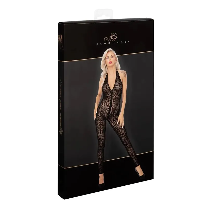 Neckholder Catsuit Leopardenmuster F286 - 3XL