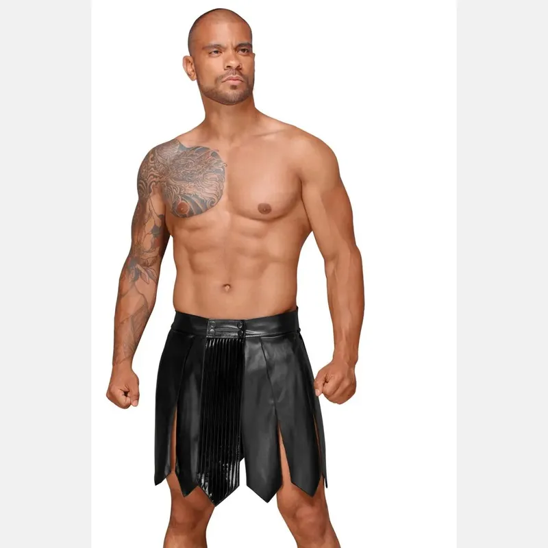 Ecoleather Gladiator Rock mit PVC Zierfalten schwarz - XL