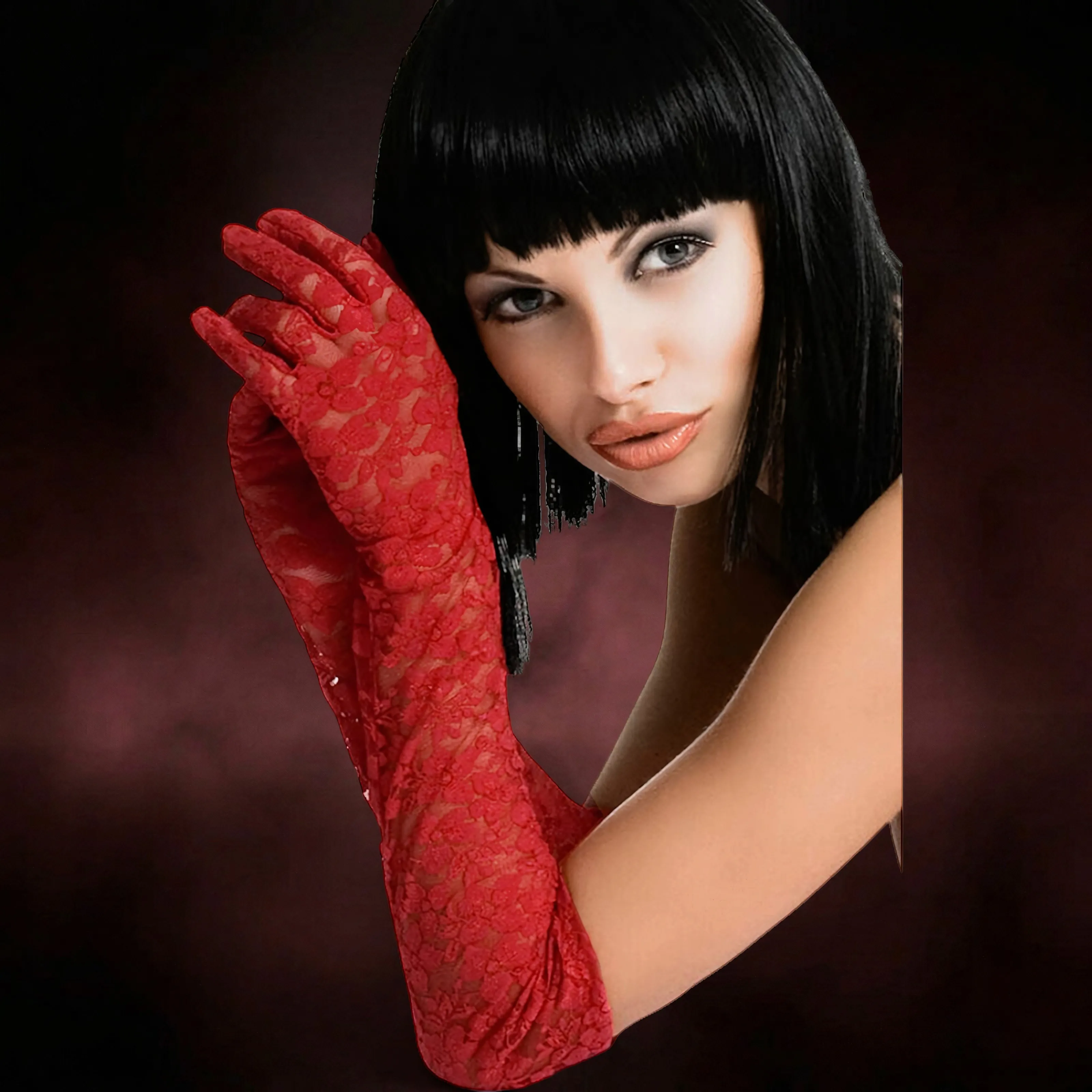 Spitzen-Handschuhe CR3071 rot von Chilirose