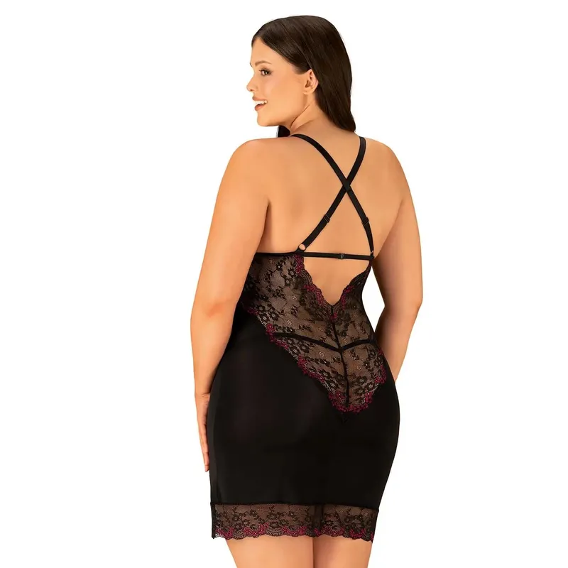 Chemise Vanessme mit String schwarz - 2XL