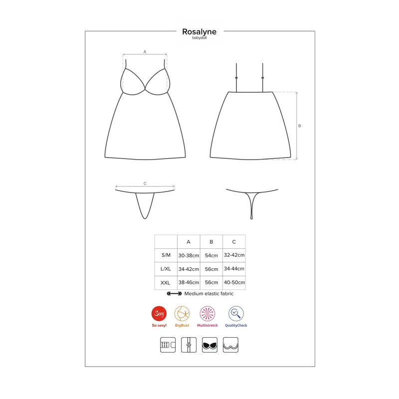 Babydoll Rosalyne bordeaux - XXL