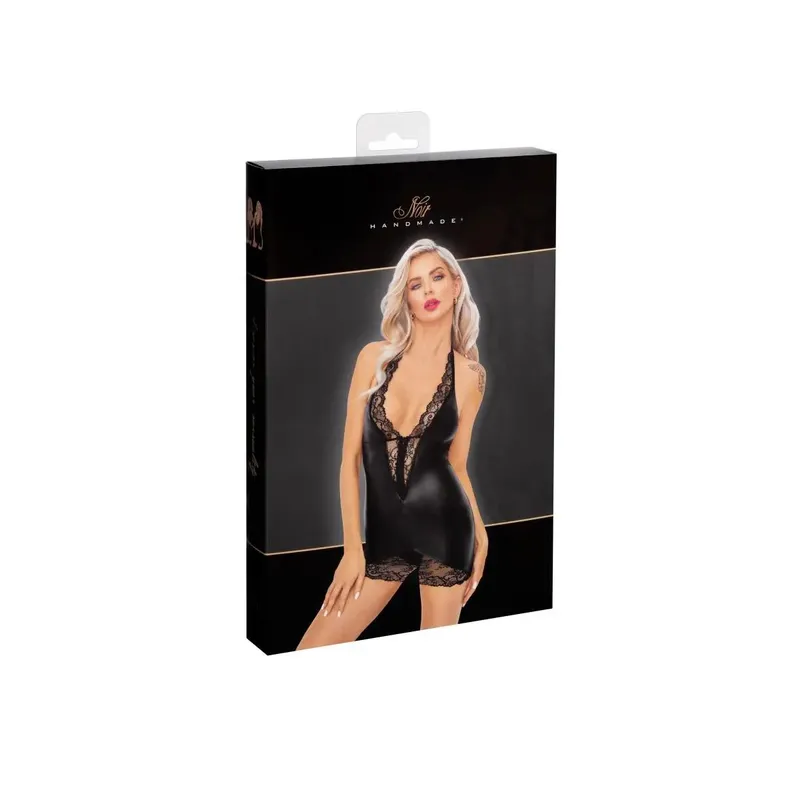 Powerwetlook Minikleid F283 mit tiefem Rückenausschnitt und Reißverschluss - 3XL