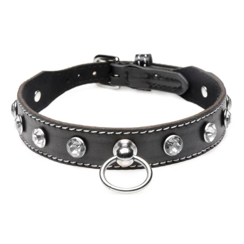 Diamant-Halsband mit O-Ring - Schwarz
