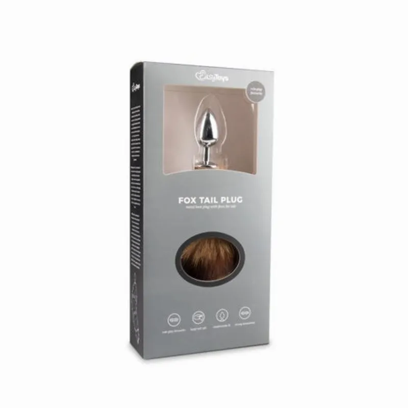 Kleine zilverkleurige buttplug met vossenstaart
