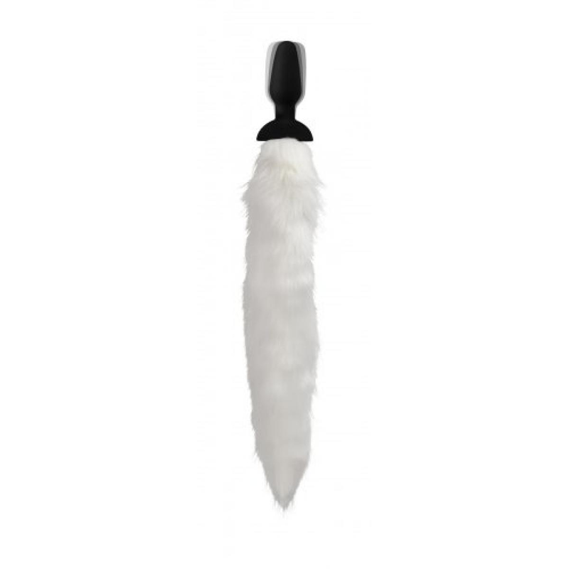 Vibrierender Analplug mit Fox Tail - Weiß