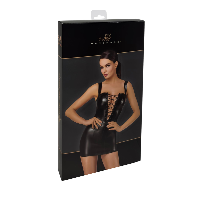 Wetlook Minikleid F363 mit Schnürung - 3XL