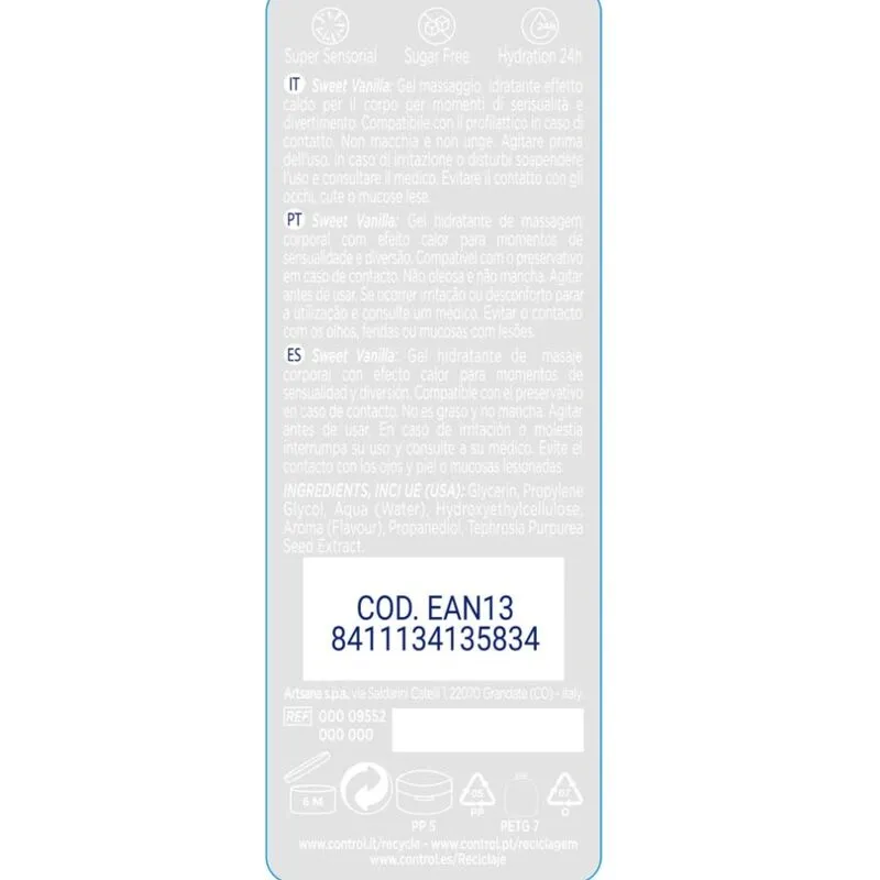 Control 2 in 1 feuchtigkeitsspendendes Massagegel Madagascar Süße - 200 ml