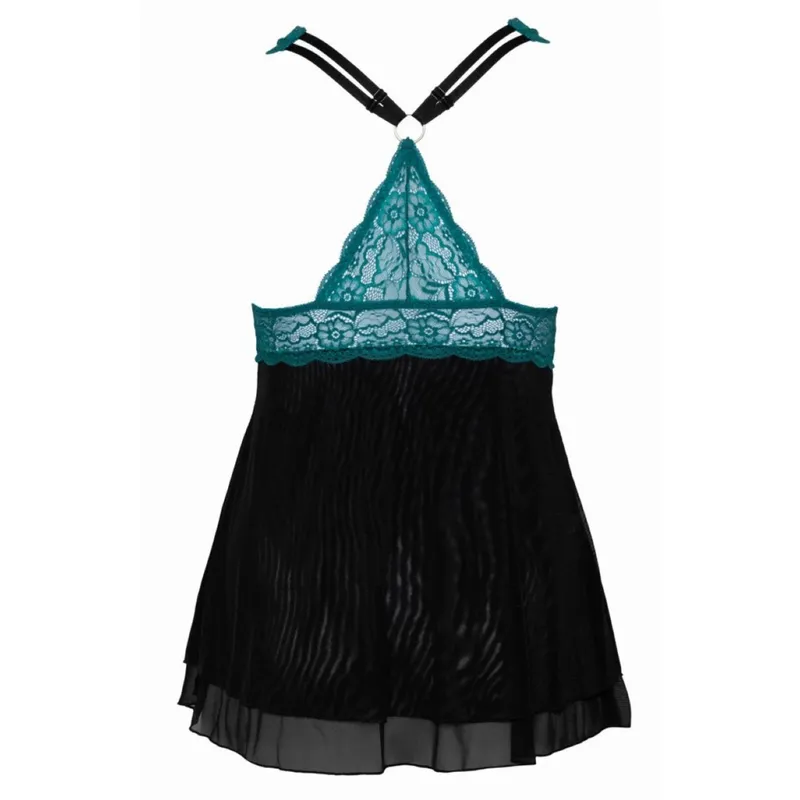 Babydoll Petrol - Schwarz & Grün-Blau Größe 4XL