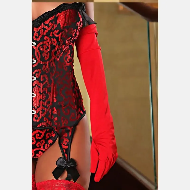 Rote lange Satin Handschuhe von Provocative Dessous