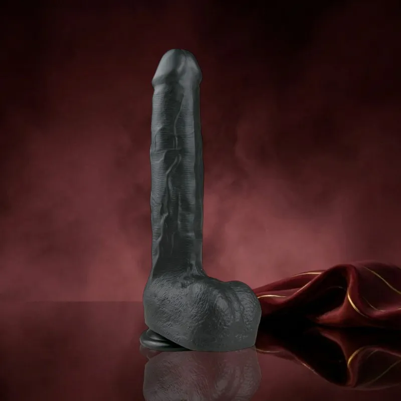 Realistischer schwarzer Dildo - 29,5 cm