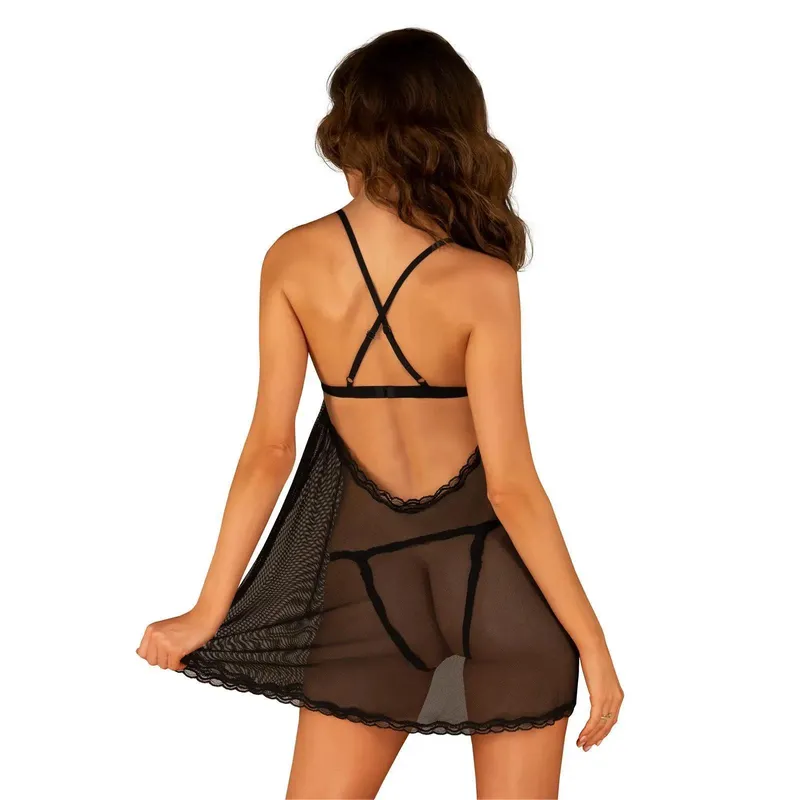 Babydoll und String Sedila schwarz - L/XL
