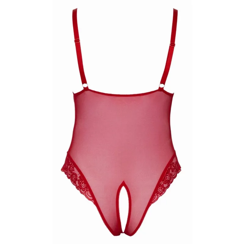 Bodysuit mit offenem Schritt - Rot Größe 4XL