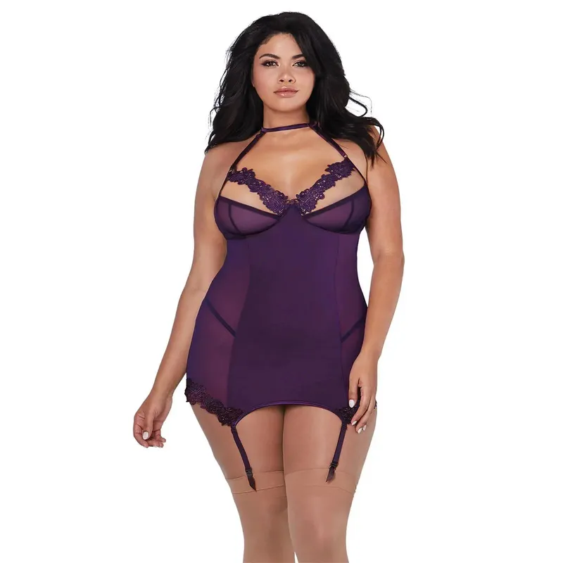 Babydoll DR12199 violett Größe: Queen-Size