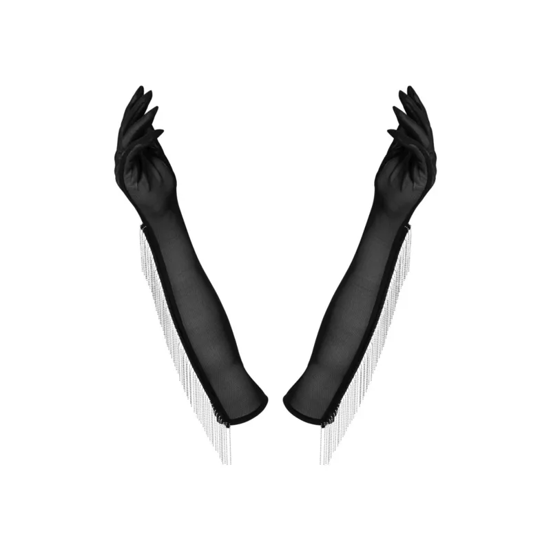 Armstulpen mit Metallfransen schwarz XL/XXL