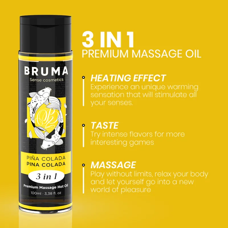 Bruma Premium Massageöl mit Wärmeeffekt Pina Colada Geschmack 3 In 1 - 100 ml