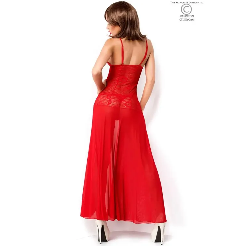 Langes Babydoll CR3471 rot Größe: L