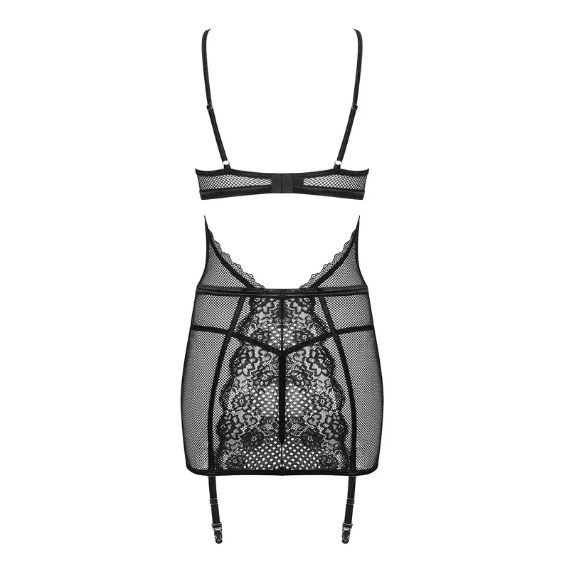 Basitta Chemise mit String schwarz - S/M