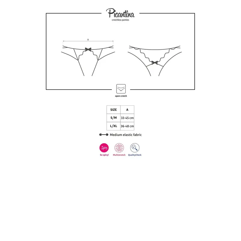 Picantina Crotchless Thong schwarz Größe: S/M