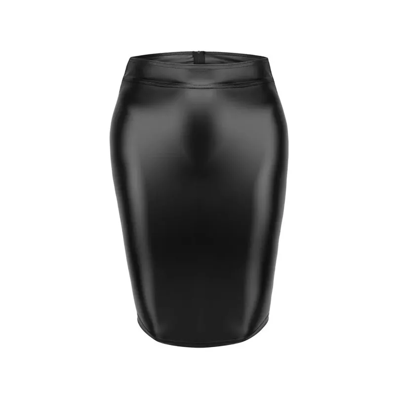 Schwarzer Rock aus Powerwetlook F273 - 5XL